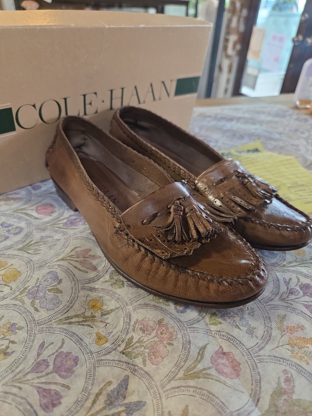 1980s Cole Haan Brown Tassel Loafers Womens In Box Size 6.5 Has Orig Receipt